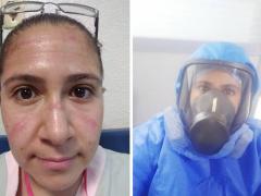La médico Diana Esparza realiza su rutina diaria de colocar y retirar su equipo de protección. Fotografía: El Sol de San Luis.