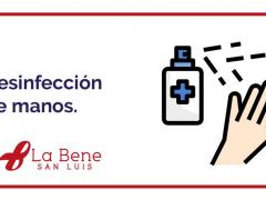 Desinfección de manos. Hospital La Bene San Luis.