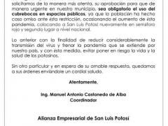 Comunicado de la Alianza Empresarial de San Luis Potosí.
