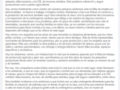 Publicación sobre descontentos contra la administración en Villa de Arista en tiempos de pandemia. Facebook Movimiento Antorchista de San Luis: Movimiento Antorchista de SLP.