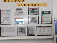 Pizarrón con avisos preventivos sobre COVID-19, empresa TI Fluid Systems. Fotografía: Alma Leticia Torres Grimaldo.