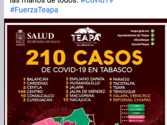 Nota sobre casos COVID-19. Facebook: Ayuntamiento de Teapa.