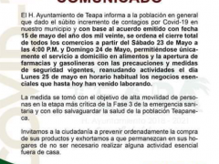 Comunicado sobre cierre de comercios. Ayuntamiento de Teapa.