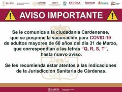 Aviso importante de la Secretaría de Salud de Tabasco.