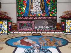 Alfombras de aserrín en honor al personal médico, Huamantla, Tlaxcala. Fotografía: Cinthya Coleote. 