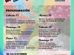 Programa del festival Los huehes nos cuidamos. Carnaval de Tlaxcala 2021 Online.