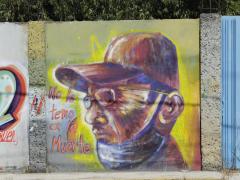 Mural "No le temo a la muerte", de Acciones por Tlaxcala A.C., Avenida Zaragoza, Quilehtla, Tlaxcala. Fotografía: Josua Vázquez Rugerio.