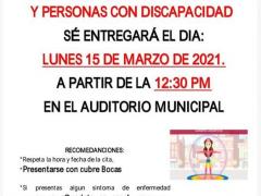 ¡Aviso¡ El apoyo de adultos mayores se entrega´ra el día 15 de marzo de 2021. Ayuntamiento de Mazatecochco.