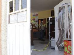 Arco sanitizante en la entrada de la Presidencia auxiliar, Panzacola, Papalotla, Puebla. Fotografía: Joshua Vázquez Rugerio.