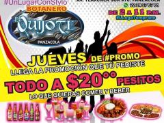 Promoción anunciada, bar El Quijote, Panzacola, Tlaxcala.