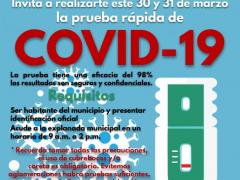 Anuncio: Invita a realizarte este 30 y 31 de marzo la prueba rápida de COVID-19.