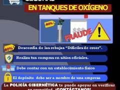 Flyer Compras seguras en tanques de oxígeno. Fraude. Fotografía: Policía Cibernética de Tlaxcala.