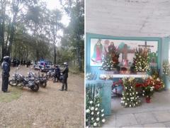 Despliegue policial en el santuario y capilla de la Cruz de Piedra. Fotografía: Cuarto de Guerra.