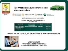 Aviso Atención Adultos Mayores de Mazatecochco.