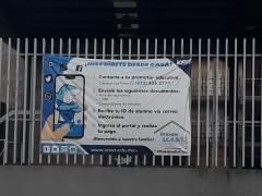 Pancarta para inscripciones en línea, ICEST, Campus Los Pinos, Tamaulipas. Fotografía: Felipe Szymanski Martínez.