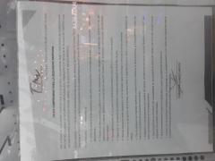 Carta compromiso de seguridad sanitaria, Recórcholis, centro comercial ALTAMA, Tampico. Fotografía: Felipe de Jesús Szymanski Martínez.