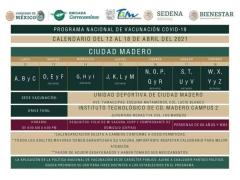 Calendario de vacunación para Ciudad Madero.