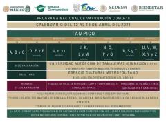 Calendario de vacunación para Ciudad Tampico.