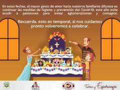 Cartel En estas fechas, el mayor gesto de amor hacia nuestros familiares difuntos... Facebook: Ayuntamiento de Emiliano Zapata.