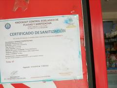 Certificado de sanitización, Miscelánea Erika, Chavarrillo, Emiliano Zapata, Veracruz. Fotografía Erika Contreras de la Mora.