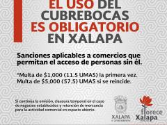 Infografía Uso del cubrebocas es obligatorio en Xalapa, Ayuntamiento de Xalapa, Veracruz.