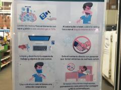 Infografía "Nuevo coronavirus (COVID-19) Medidas de prevención en el entorno laboral", supermecado Aurrera. Fotografía: María del Rosario Delgado Escudero..