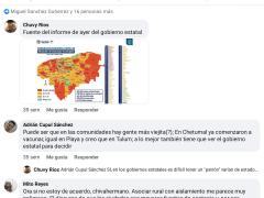 Publicación en la red social de Chuvy Ríos con crítica al plan de vacunación en Yucatán.