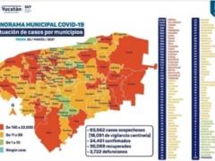 Mapa de vacunación en Yucatán. Gobierno de Yucatán.