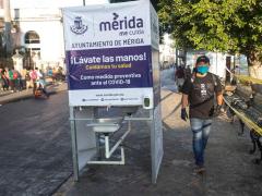 Lavamanos en plaza pública, Mérida, Yucatán. Fotografía: Mérida Hoy.
