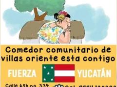 Comedor comunitario de Villas Oriente, con datos de contacto para donar. 