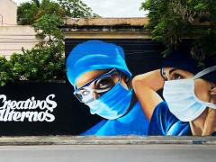 Mural dedicado a dos médicas, Archivo General del Estado de Yucatán. Fotografía: Colectivo Creativos Alternos.