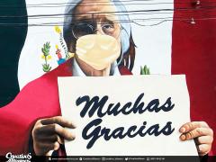 Mural dedicado a una mujer de la tercera edad, Archivo General del Estado de Yucatán. Fotografía: Colectivo Creativos Alternos.