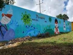 Acercamiento al mural “Fuerza y esperanza”, realizado por Uriel Pat Llanos. Fotografía: Reporteros Hoy.