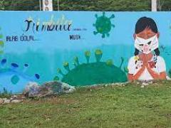 Acercamiento al mural “Fuerza y esperanza”, realizado por Uriel Pat Llanos. Fotografía: Reporteros Hoy.
