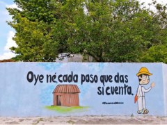 Mural "Oye né, cada paso que da sí cuenta", elaborado por Enamora Mérida y miembros de la comunidad.