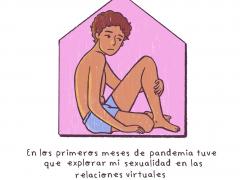 Viñeta 1 Lo que aprendí del sexting en la pandemia. En los primeros meses..., por Eloísa Casanova (@elodrawss).